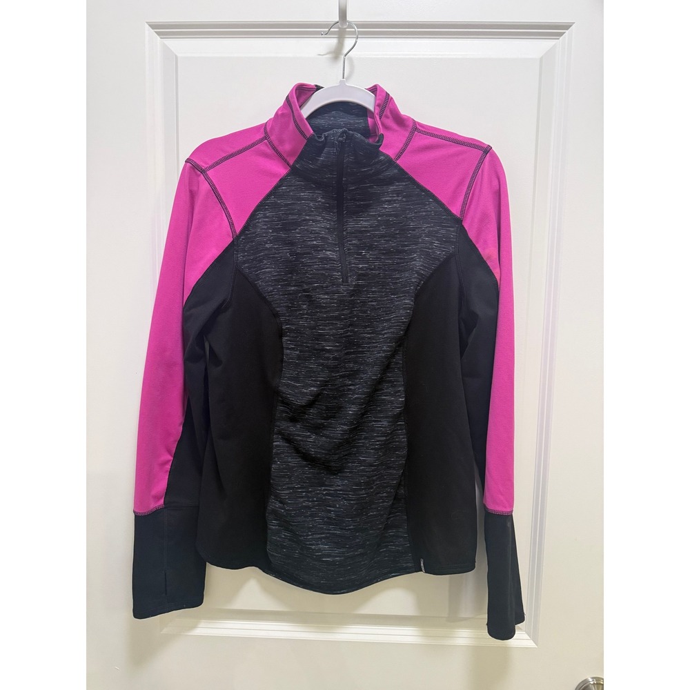 Active Life 90 Degree by Reflex Womens Pink Black Quarter Zip Pullover Large